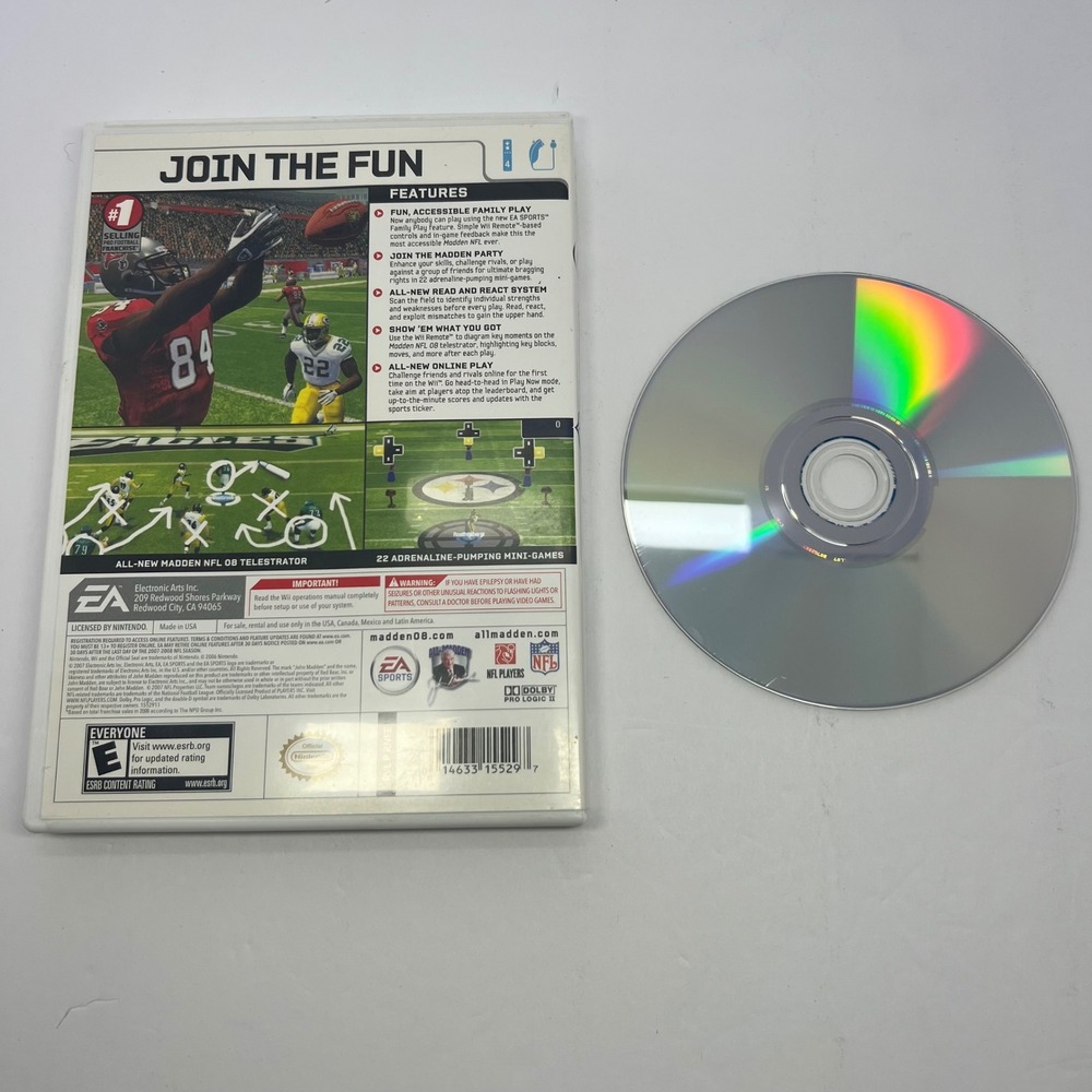 Madden NFL 08 Video Game for Nintendo Wii EA Sports Family Play Disc Case - Picture 3 of 4